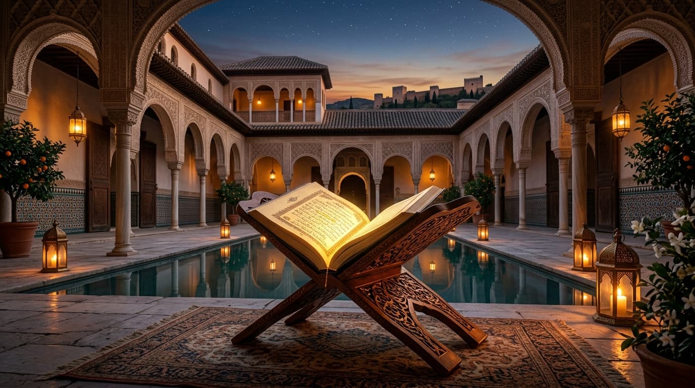 Holy Quran at Alhambra Andalusian Court
